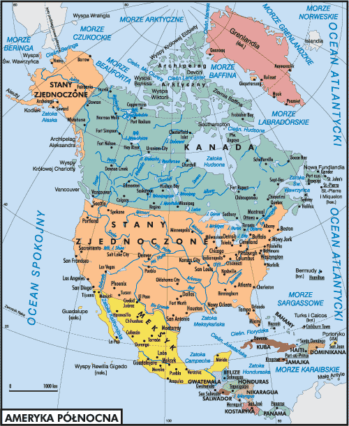 Ameryka Północna Kraje I Stolice MAPY GEOGRAFICZNE :: Biblioteka_ZSG