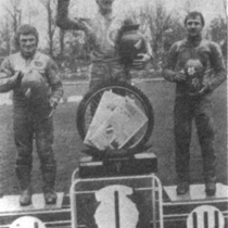 Podium zwycięzców - od lewej: Andrzej Huszcza (II miejsce), Wojciech Żabiałowicz (I miejsce) i Leonard Raba (III miejsce).