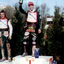 Podium zwycięzców - Vaclav Milik (II miejsce), Tomasz Gollob (I miejsce) i Jacek Gomólski (III miejsce)