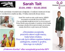 1. Sarah Tait, wicemistrzyni olimpijska zmarła na raka szyjki macicy (23.01.1983 – 03.03.2016)