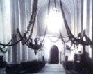 Wnętrze kościoła w Bielsku 1924r., widok na chór- brak organów zamontowanych w 1935r.