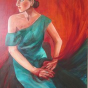 "flamenco modelka Cleo" olej 70x50