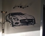 Mercedes malowany na scianie - Akryl 2021/ Radzymin