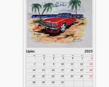 fragment karty Kalendarza z grafika mercedesa