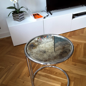Realizacja 2018 - stolik z lustrem postarzanym odcienie chłodne - Warszawa Żoliborz 
