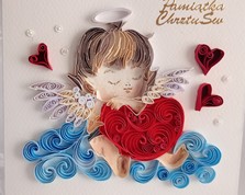 Nr 13 kartka okolicznościowa personalizowana ..Quilling  17 x17 cm 