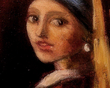 Dziewczyna z perłą - Jan Vermeer ( kopia , obraz na desce )	