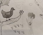 Aleksandra Bator klasa IV - Ptaki wśród drzew, rysunek