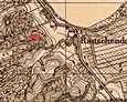 Mapa Messtischblatt z zaznaczoną lokalizacją czymanowskiego cmentarza