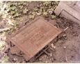 Damnica - cmentarz komunalny (fragment żeliwnego ogrodzenia z tablicą)