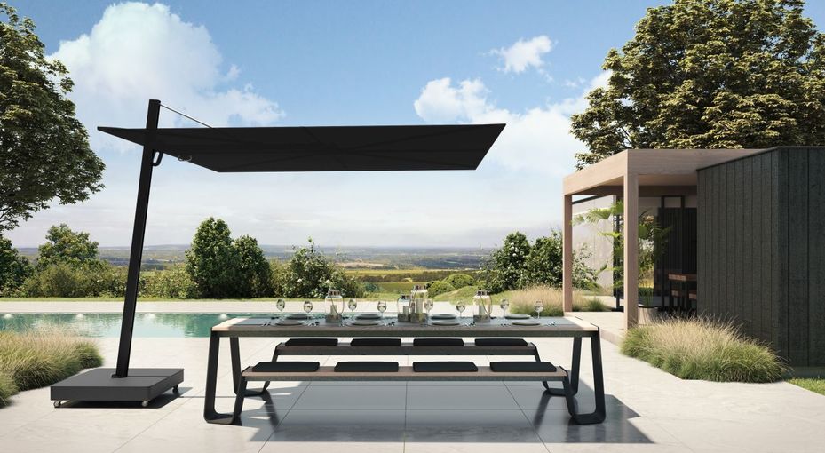 Parasol ogrodowy Spectra UX Five Architecture Full Black by Umbrosa. 100 % made in Belgium. Flagowy produkt!