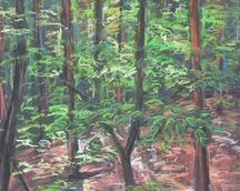 "W lesie bukowym na wydmach'/'In a beech forest in the dunes''. plener/ plein air - 27,VIII.2009 r ; format: ok.60x80 cm 