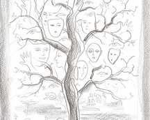 "Kosmiczne drzewo' / Cosmic tree"; 2017 r; rys. ołówkiem/ pencil drawing; format: 21/30 cm; cena/ price: 2,ooo zł