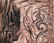 ''Kompozycja czysto-formalna'/ 'Purely formal composition''; 1996; rys.węglem/ charcoal drawing;1996 r; ; format 20x28 cm; cena/ price: 3.ooo zł (galeria "Yam" - Zakopane)	