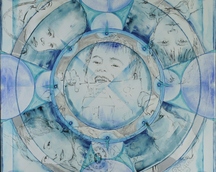 "Wokół sedna / Around the Point'' - 25', acryl+oil on canvas, format 70x70 cm