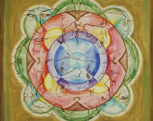 "Kalejdoskop zdarzeń wewnętrznych / 'Kaleidoscope of internal events' 25', acryl+oil on canvas, format 60x60 cm