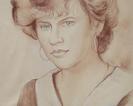 "Pani Rudowłosa a la retro";2012r;sepia+pastel;format:50x35cm.