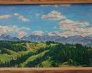 "Pejzaż na Tatry Wys. z Gliczarowa grn."; 2013r; olej na panelu; rozmiar: 22x30cm; sprzedany.