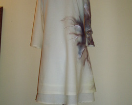 Suknia z wełny kaszmirowej, ręcznie robiona koronka