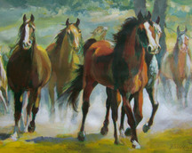 Konie w galopie II, akryl, 30x40