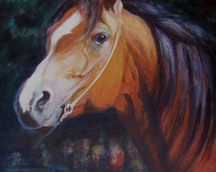 Koń brązowy, akryl, 70x50