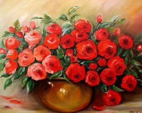 59/   Róże czerwone malowane szpachlą 50-70cm 600,-